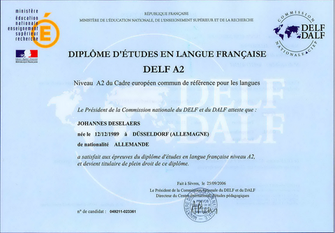 Diplôme DELF A2 Tous Publics